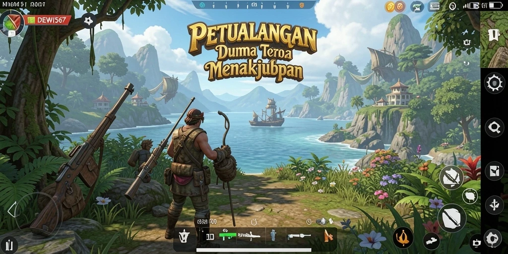 Tangkapan layar gameplay DEWI567 menampilkan petualangan dunia terbuka yang epik.