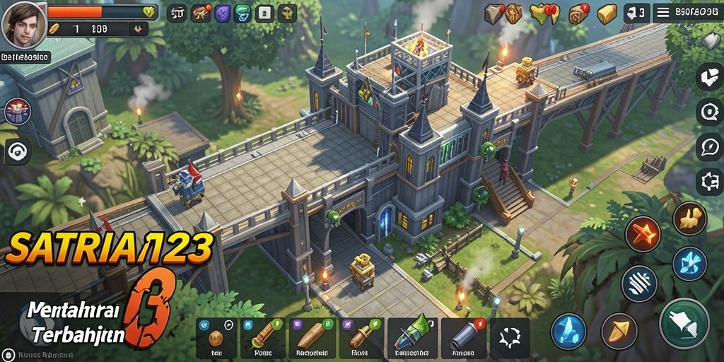 Tampilan gameplay SATRIA123 yang menarik dengan menara pertahanan aktif.