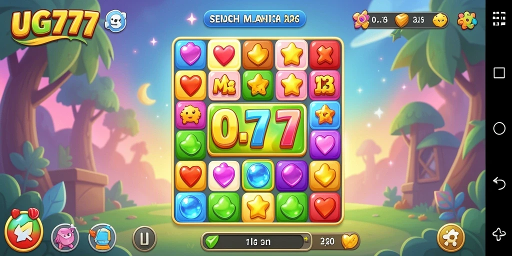 Screenshot gameplay UG777 menunjukkan aksi seru permainan Match-3.