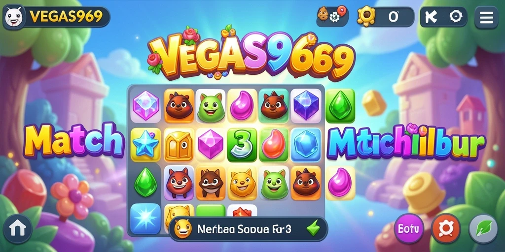 Gameplay seru VEGAS969 dengan tantangan Match-3 yang mengasyikkan.